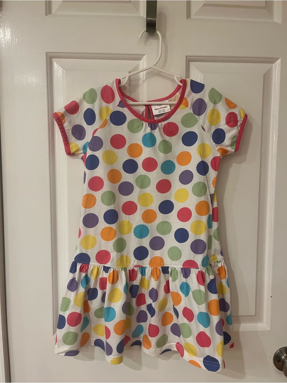 Hanna Andersson White Dress with Rainbow Polka Dots